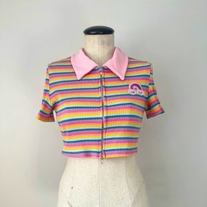 Rainbow crop top with zipper